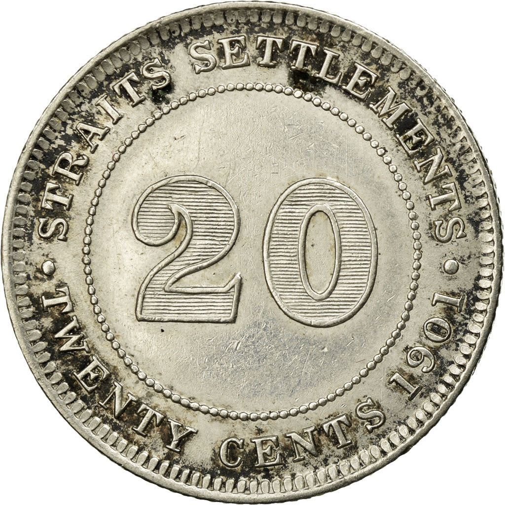Coin, Straits Settlements, Victoria, 20 Cents, 1901, AU(50-53), Silver, KM:12