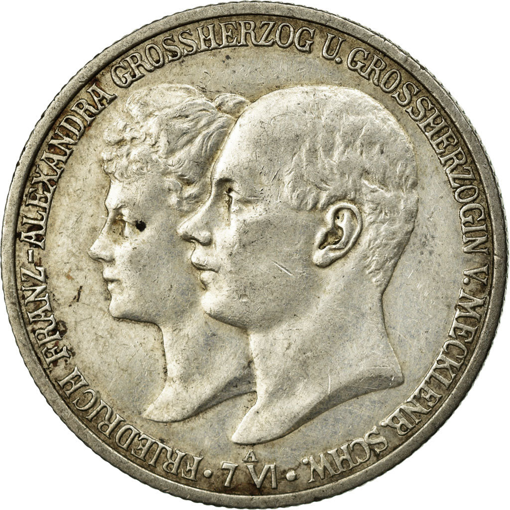 Monnaie, Etats allemands, MECKLENBURG-SCHWERIN, Friedrich Franz IV, 2 Mark