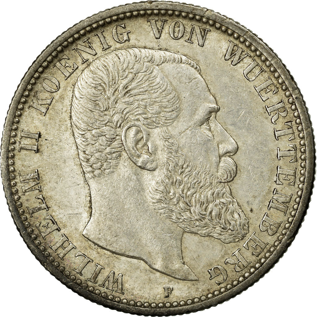 Monnaie, Etats allemands, WURTTEMBERG, Wilhelm II, 2 Mark, 1908, Freudenstadt