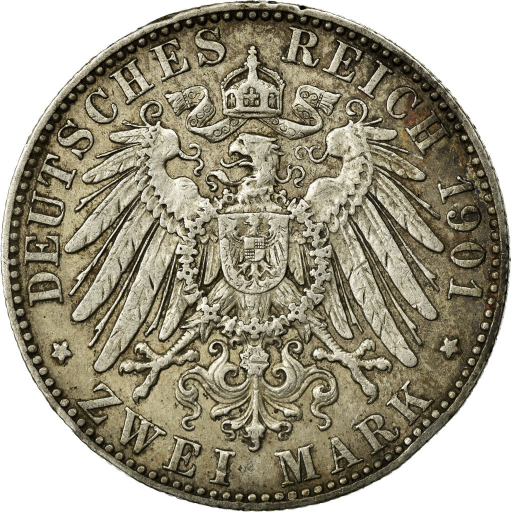 Coin, German States, SAXONY-ALBERTINE, Albert, 2 Mark, 1901, Muldenhütten