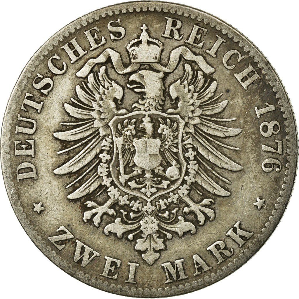 Coin, German States, HESSE-DARMSTADT, Ludwig III, 2 Mark, 1876, Darmstadt