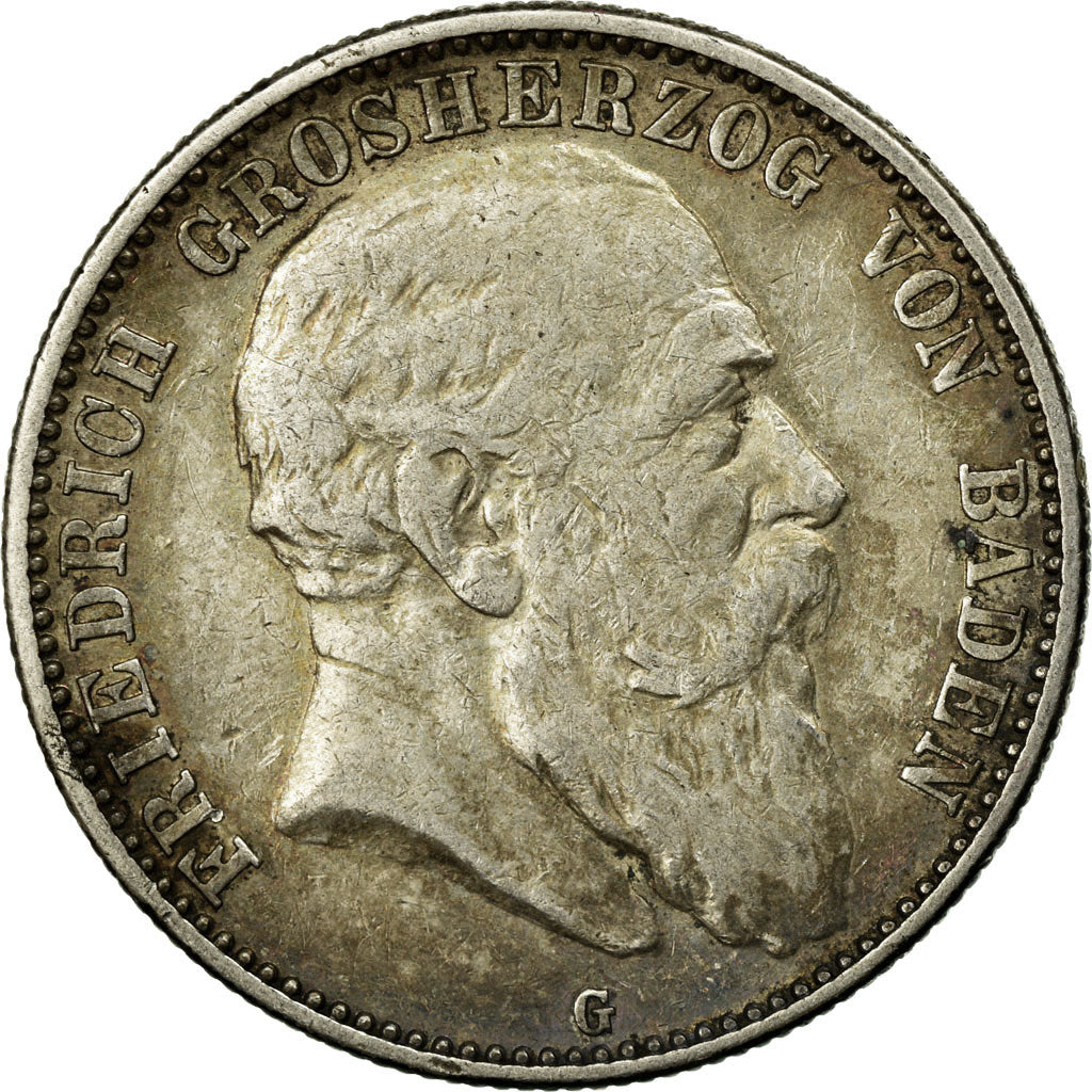 Coin, German States, BADEN, Friedrich I, 2 Mark, 1905, Karlsruhe, VF(30-35)