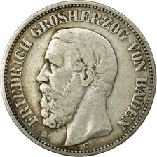 Coin, German States, BADEN, Friedrich I, 2 Mark, 1877, Karlsruhe, VF(20-25)