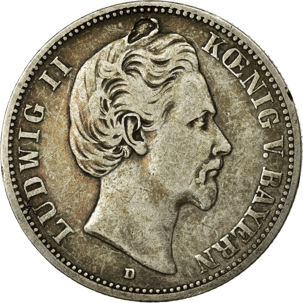 Coin, German States, BAVARIA, Ludwig II, 2 Mark, 1876, Munich, VF(30-35)