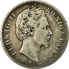 Moneda, Estados alemanes, BAVARIA, Ludwig II, 2 Mark, 1876, Munich, BC+, Plata