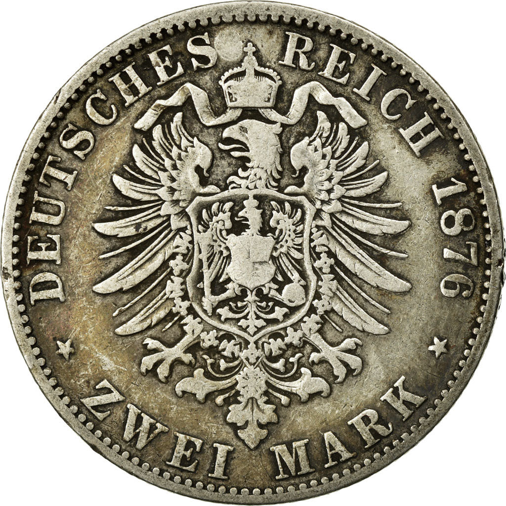 Coin, German States, BAVARIA, Ludwig II, 2 Mark, 1876, Munich, VF(30-35)