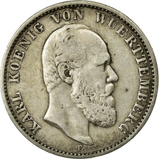 Coin, German States, WURTTEMBERG, Karl I, 2 Mark, 1876, Freudenstadt, VF(30-35)