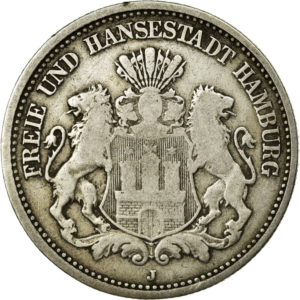 Coin, German States, HAMBURG, 2 Mark, 1876, Hamburg, VF(20-25), Silver, KM:604
