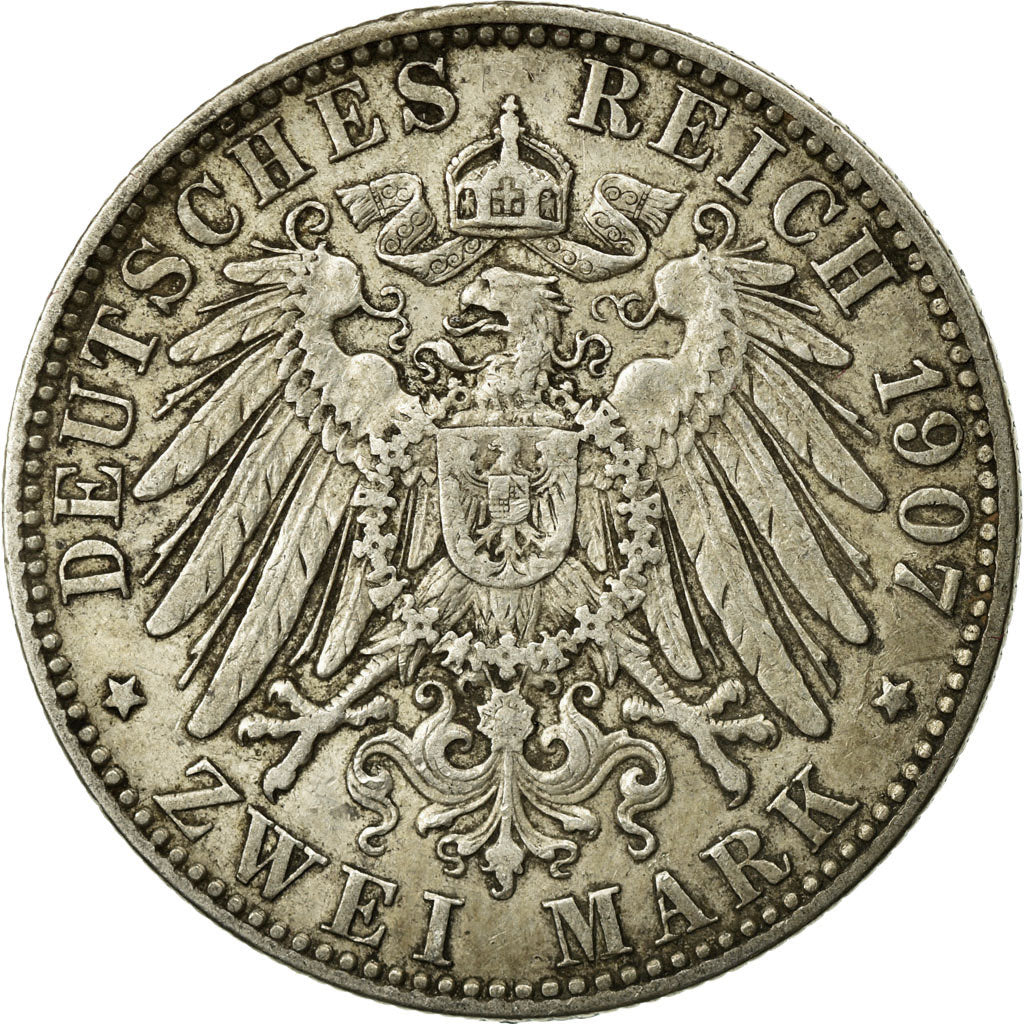 Coin, German States, HAMBURG, 2 Mark, 1907, Hamburg, EF(40-45), Silver, KM:612