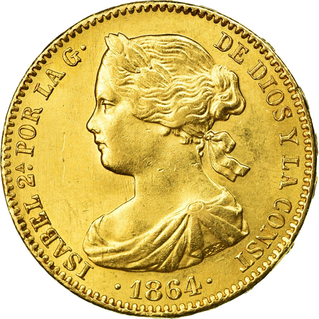 Moneda, España, Isabel II, 100 Reales, 1864, Madrid, EBC+, Oro, KM:617.1