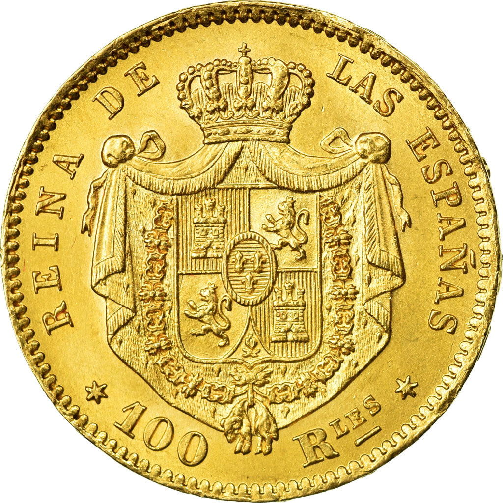 Moneda, España, Isabel II, 100 Reales, 1864, Madrid, EBC+, Oro, KM:617.1