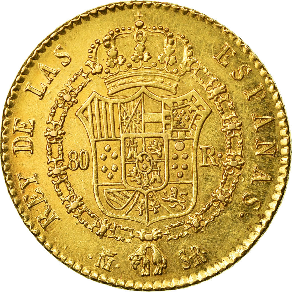 Moneda, España, Ferdinand VII, 80 Reales, 1822, Madrid, EBC, Oro, KM:564.2