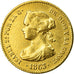Moneda, España, Isabel II, 40 Reales, 1863, Madrid, MBC, Oro, KM:616.2