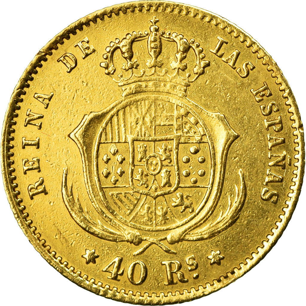 Moneda, España, Isabel II, 40 Reales, 1863, Madrid, MBC, Oro, KM:616.2