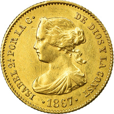 Moneda, España, Isabel II, 4 Escudos, 1867, Madrid, MBC+, Oro, KM:631.1