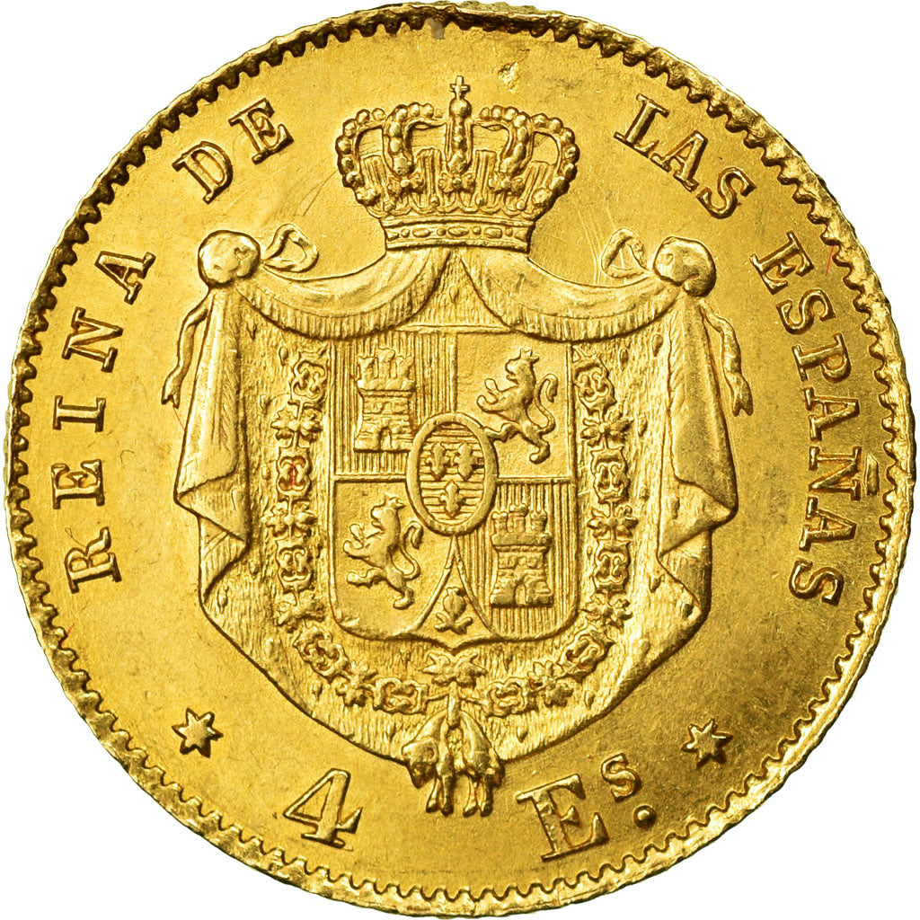 Moneda, España, Isabel II, 4 Escudos, 1867, Madrid, MBC+, Oro, KM:631.1