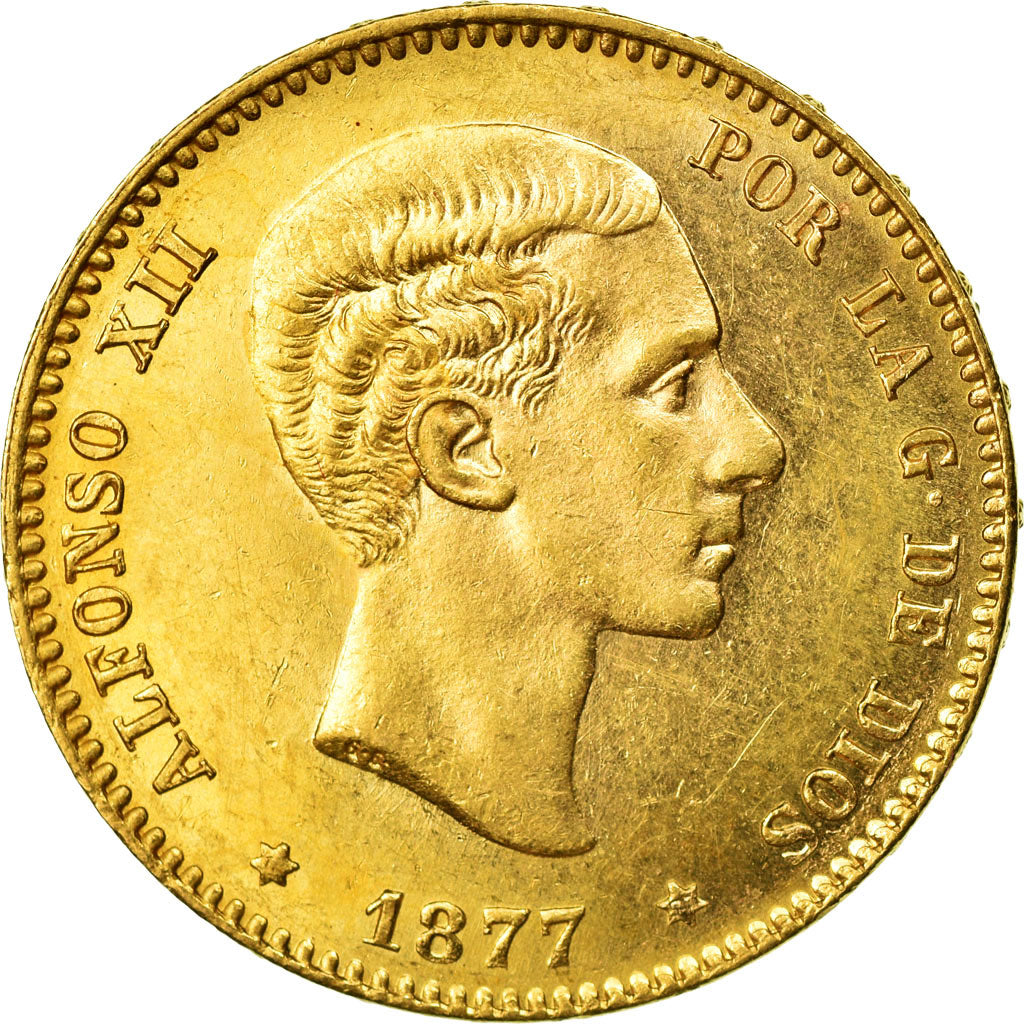 Moneda, España, Alfonso XII, 25 Pesetas, 1877, Madrid, EBC+, Oro, KM:673