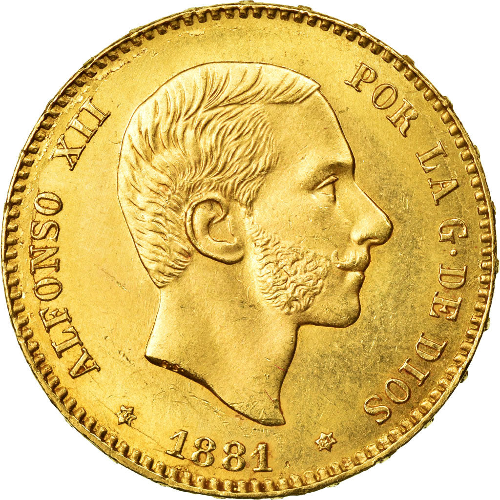 Moneda, España, Alfonso XII, 25 Pesetas, 1881, Madrid, EBC, Oro, KM:687