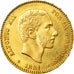 Moeda, Espanha, Alfonso XII, 25 Pesetas, 1881, Madrid, AU(55-58), Dourado