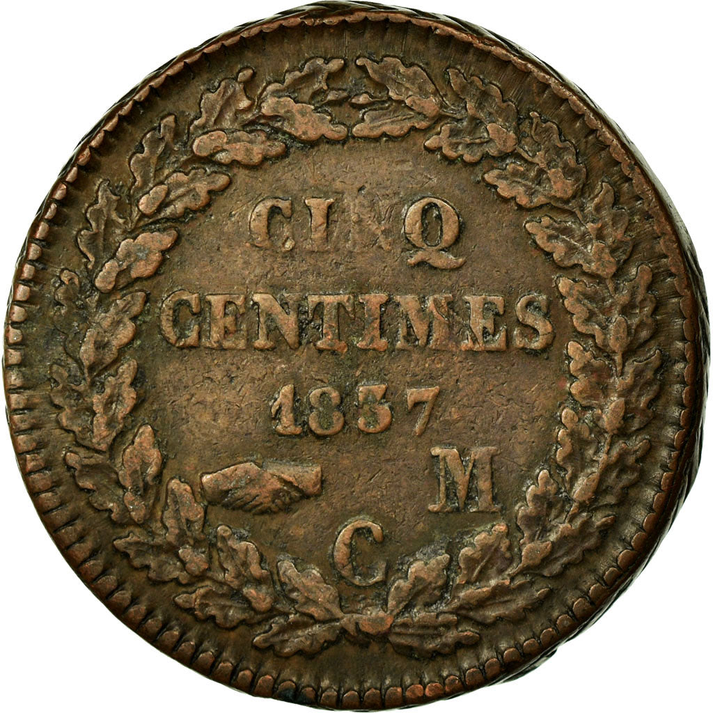 Coin, Monaco, Honore V, 5 Centimes, Cinq, 1837, Monaco, EF(40-45), Copper