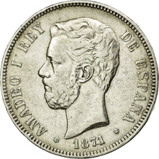 Coin, Spain, Amadeao I, 5 Pesetas, 1871, Madrid, EF(40-45), Silver, KM:666