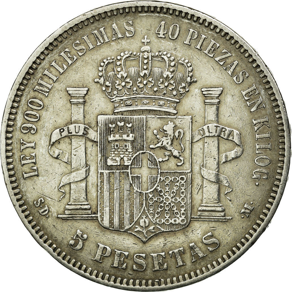 Moneda, España, Amadeao I, 5 Pesetas, 1871, Madrid, MBC, Plata, KM:666
