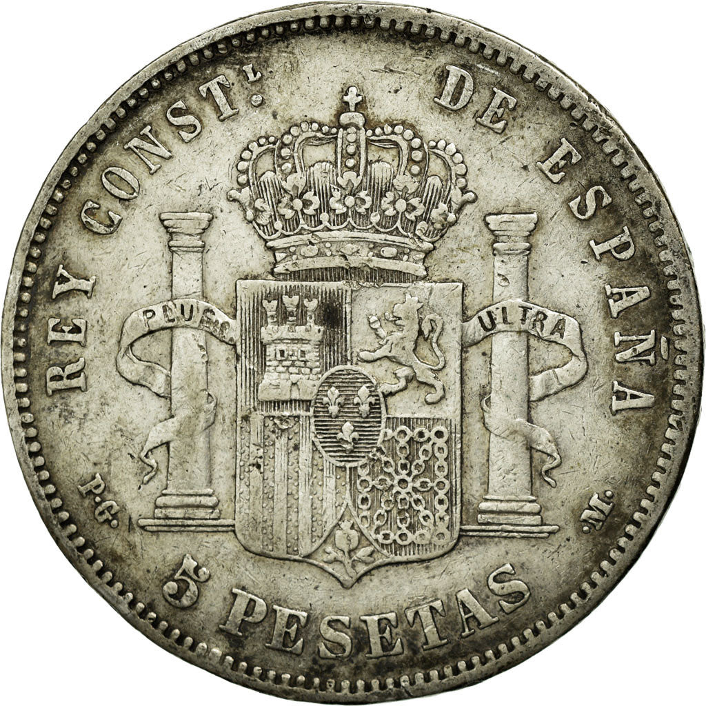 Moneda, España, Alfonso XIII, 5 Pesetas, 1892, Madrid, BC+, Plata, KM:700