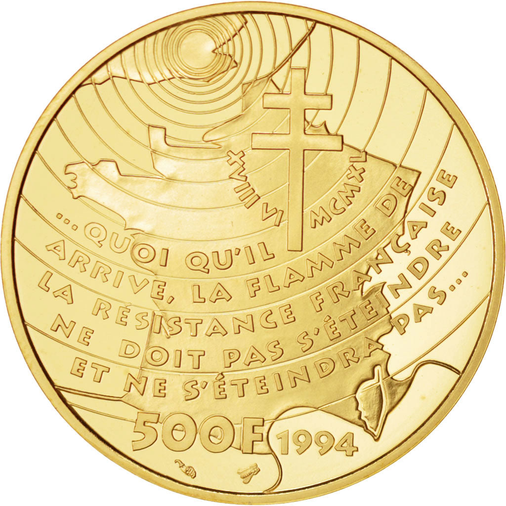 France, 500 Francs, 1994, Paris, Gold, KM:1050