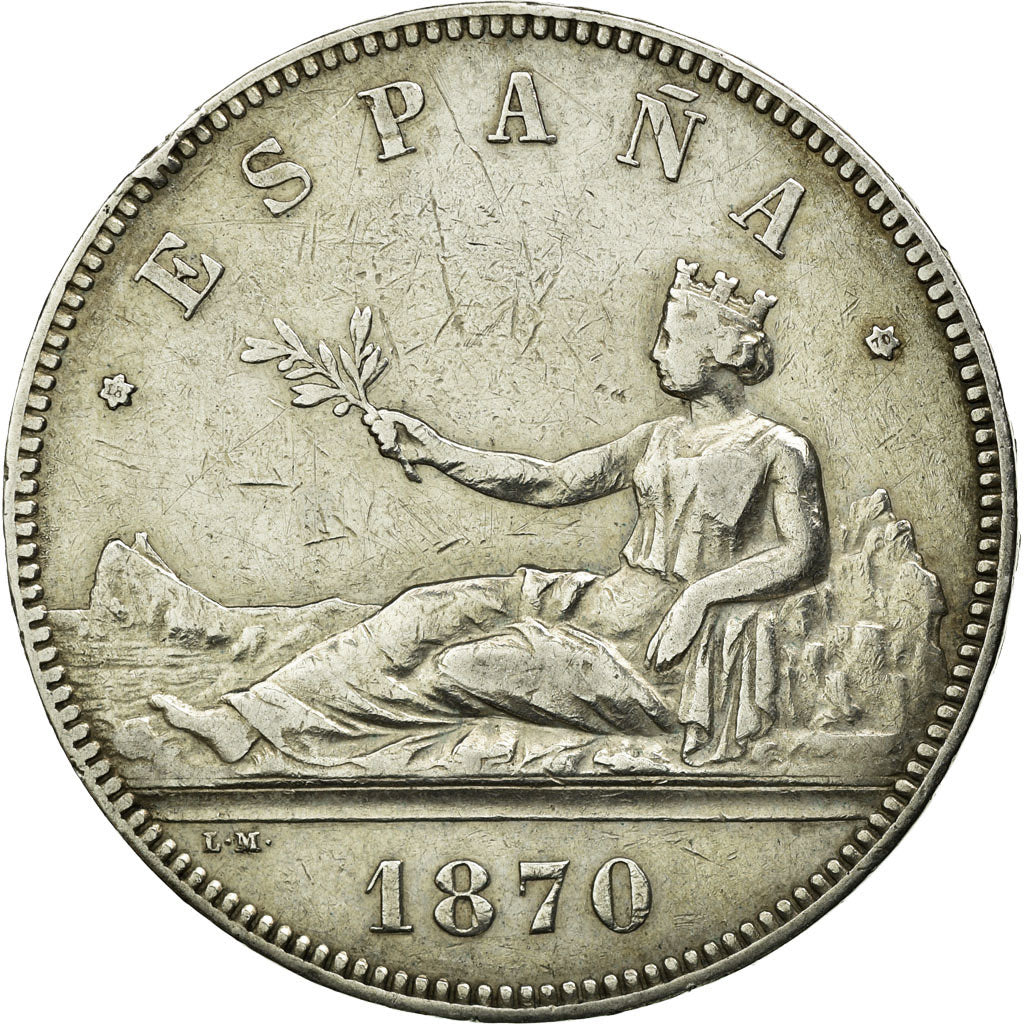 Coin, Spain, Provisional Government, 5 Pesetas, 1870, Madrid, EF(40-45), Silver