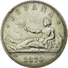 Coin, Spain, Provisional Government, 5 Pesetas, 1870, Madrid, EF(40-45), Silver