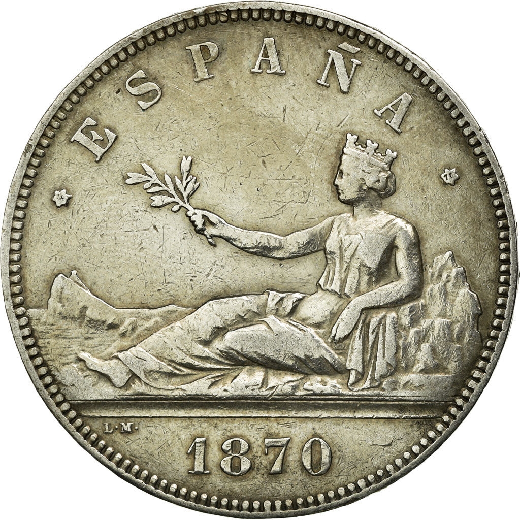 Coin, Spain, Provisional Government, 5 Pesetas, 1870, Madrid, EF(40-45), Silver