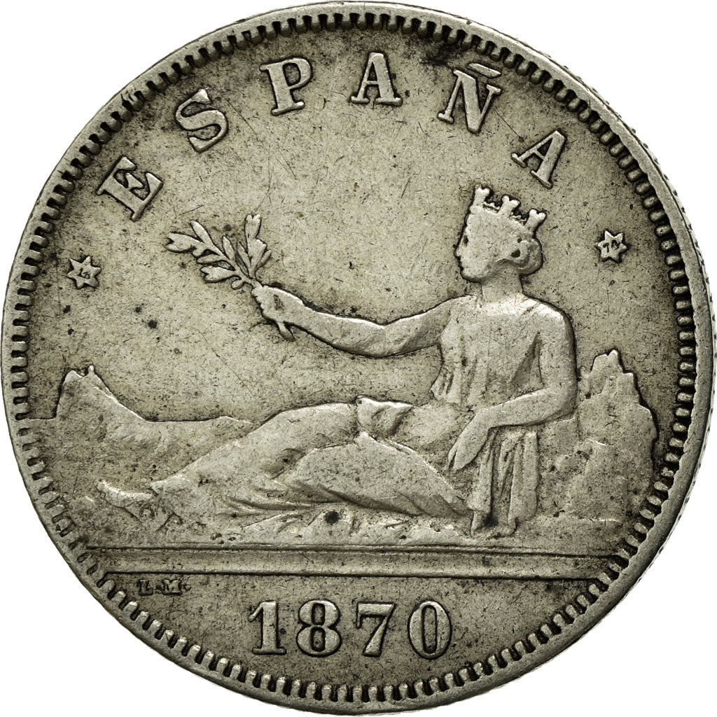 Coin, Spain, Provisional Government, 2 Pesetas, 1870 (74), Madrid, EF(40-45)