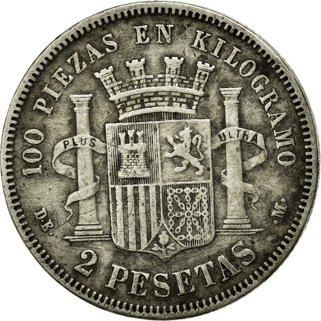 Coin, Spain, Provisional Government, 2 Pesetas, 1870 (74), Madrid, EF(40-45)