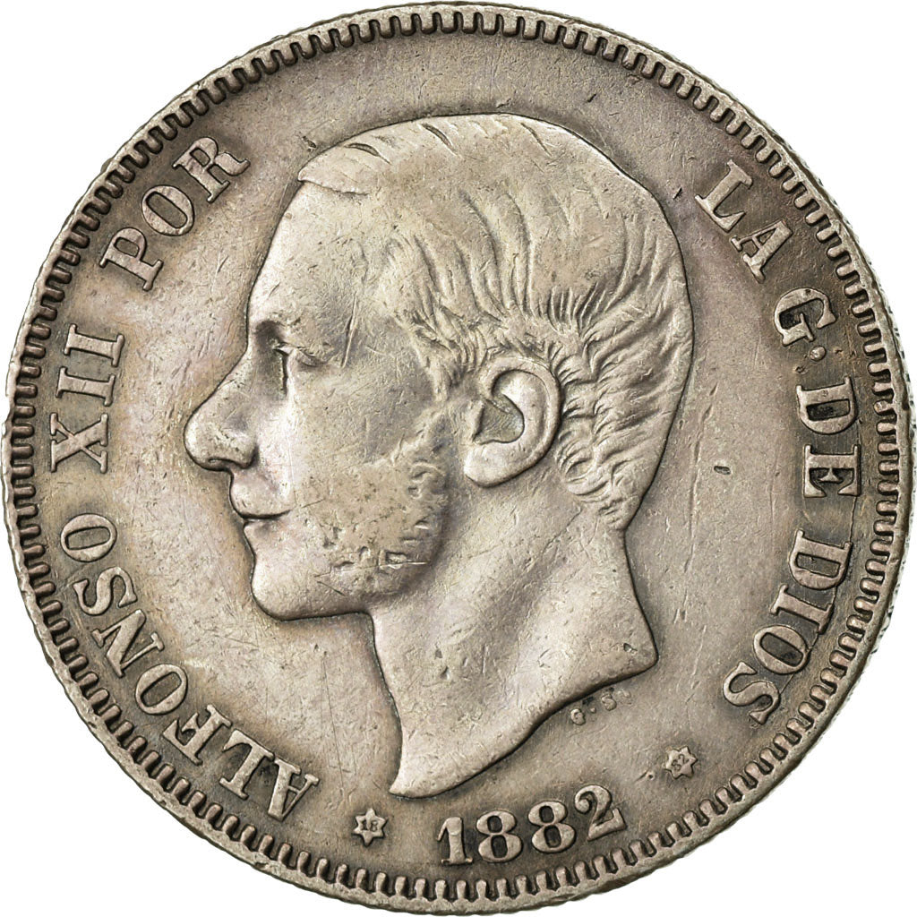 Coin, Spain, Alfonso XII, 2 Pesetas, 1882, Madrid, EF(40-45), Silver, KM:678.2