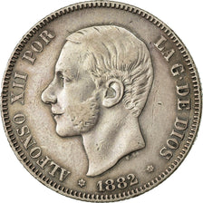 Moeda, Espanha, Alfonso XII, 2 Pesetas, 1882, Madrid, EF(40-45), Prata, KM:678.2