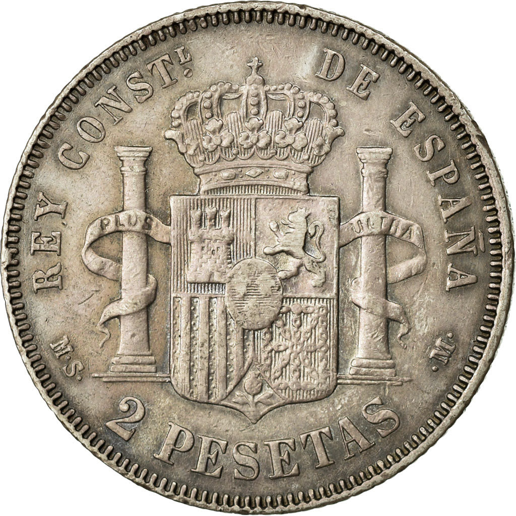 Coin, Spain, Alfonso XII, 2 Pesetas, 1882, Madrid, EF(40-45), Silver, KM:678.2