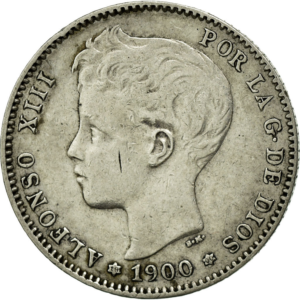 Coin, Spain, Alfonso XIII, Peseta, 1900, Madrid, EF(40-45), Silver, KM:706