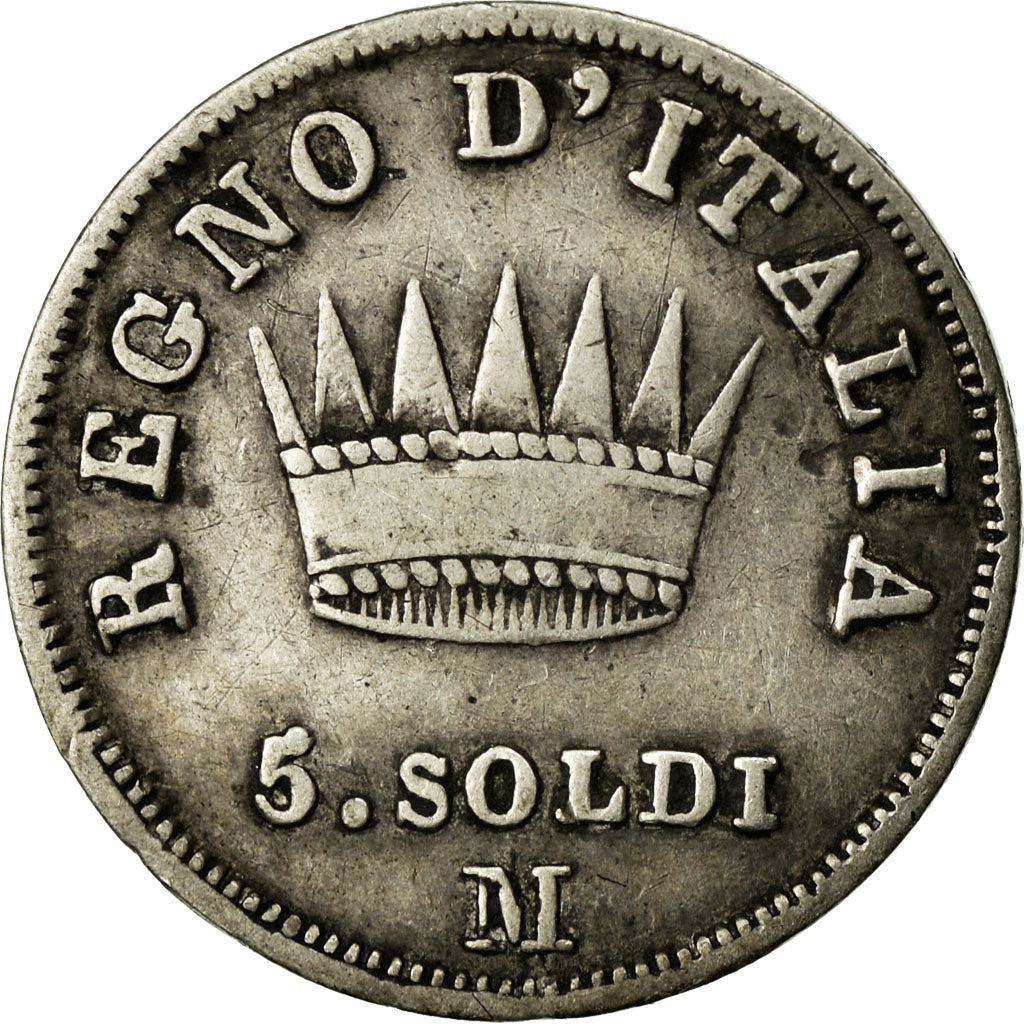 Munten, Italiaanse staten, KINGDOM OF NAPOLEON, Napoleon I, 5 Soldi, 1810