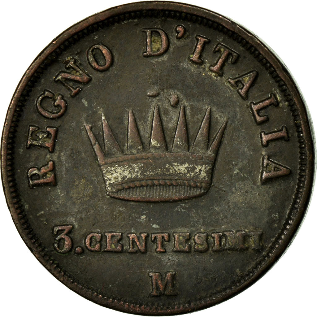 Munten, Italiaanse staten, KINGDOM OF NAPOLEON, Napoleon I, 3 Centesimi, 1812