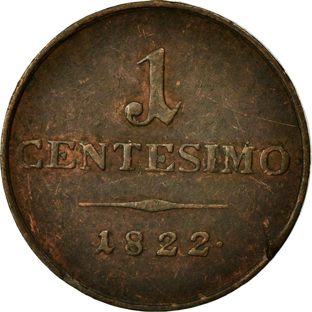 Coin, ITALIAN STATES, LOMBARDY-VENETIA, Centesimo, 1822, Milan, EF(40-45)