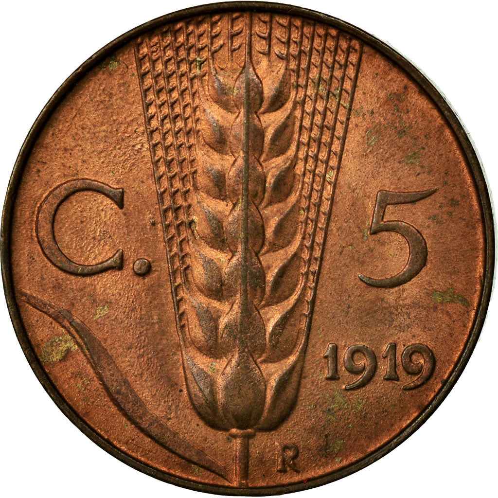 Coin, Italy, Vittorio Emanuele III, 5 Centesimi, 1919, Rome, AU(55-58), Bronze