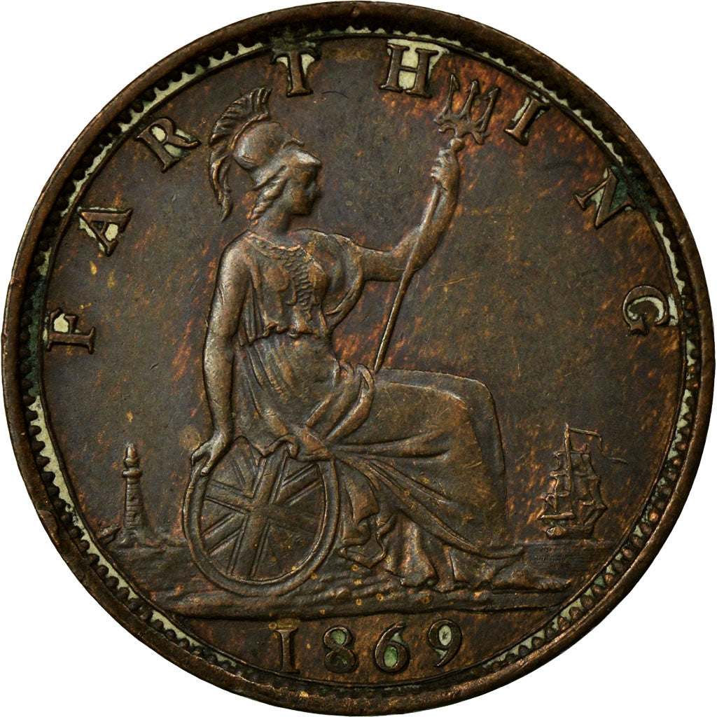 Coin, Great Britain, Victoria, Farthing, 1869, MS(60-62), Bronze, KM:747.2