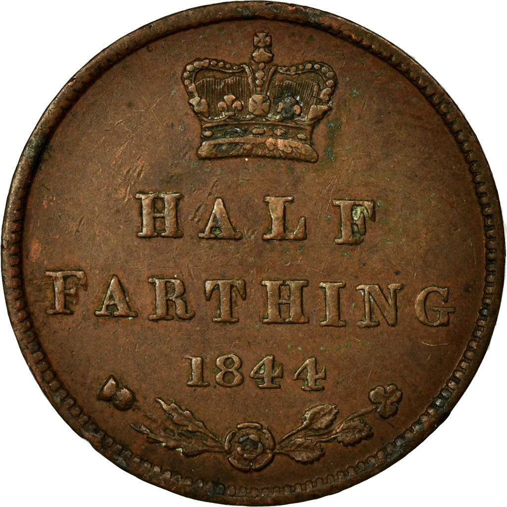 Coin, Great Britain, Victoria, 1/2 Farthing, 1844, AU(50-53), Copper, KM:738