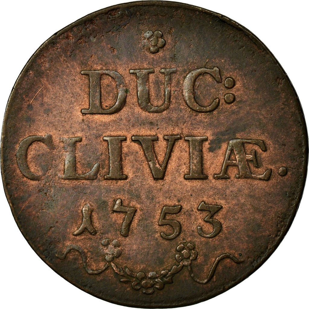 Coin, German States, CLEVES, Friedrich II, Duit, 1753, EF(40-45), Copper, KM:53