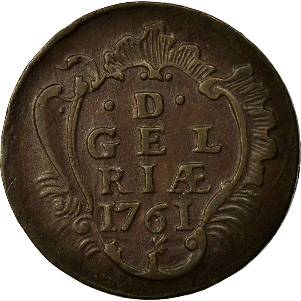 Coin, Netherlands, GELDERLAND, Duit, 1761, AU(50-53), Copper, KM:93