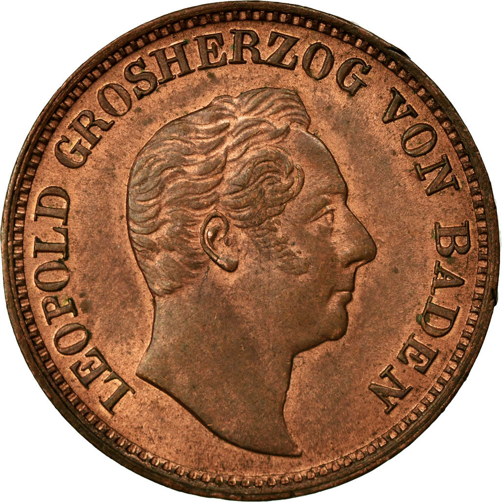 Coin, German States, BADEN, Leopold I, Kreuzer, 1844, AU(55-58), Copper, KM:216