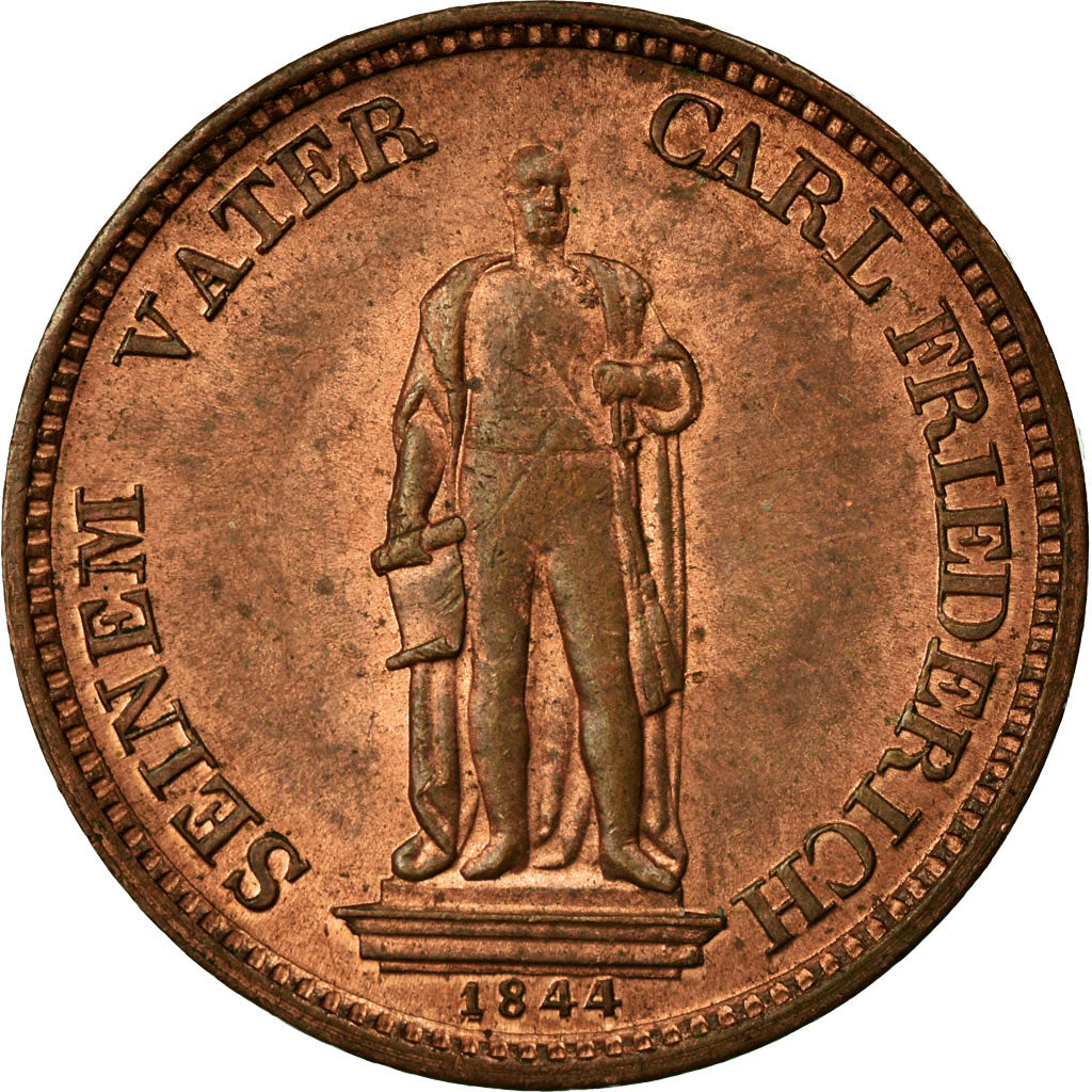 Coin, German States, BADEN, Leopold I, Kreuzer, 1844, AU(55-58), Copper, KM:216