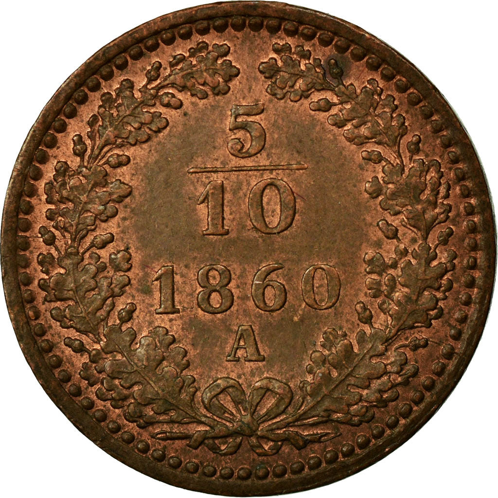 Münze, Österreich, Franz Joseph I, 5/10 Kreuzer, 1860, Vienna, UNZ, Kupfer
