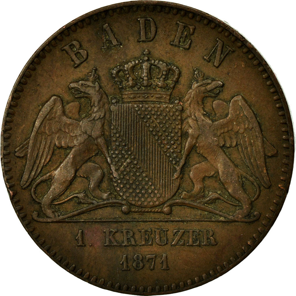 Moneda, Estados alemanes, BADEN, Friedrich I, Kreuzer, 1871, MBC+, Cobre, KM:252