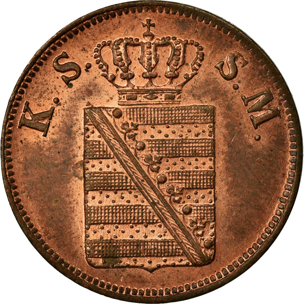 Coin, German States, SAXONY-ALBERTINE, Friedrich August II, 2 Pfennig, 1854